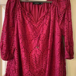Fuchsia Ralph Lauren Eyelet Top